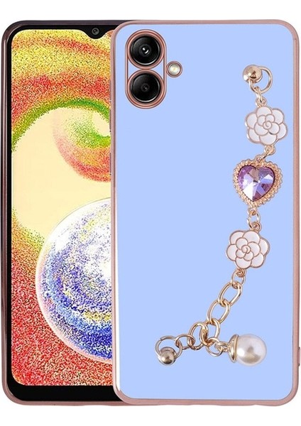 Samsung Galaxy A04 Uyumlu Kılıf El Tutamaçlı Kamera Korumalı Zore Taka Silikon Kapak, Mor