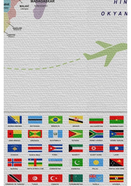 Duvar Örtüsü Detaylı Türkçe Güncel Dünya Haritası Kaliteli Kanvas Kumaş