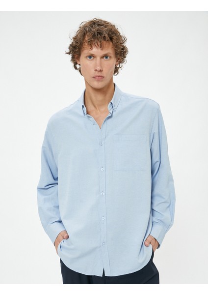 Oxford Gömlek Uzun Kollu Cep Detaylı Pamuk Karışımlı modelleri