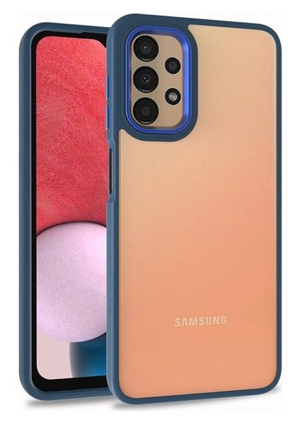 Samsung Galaxy A13 4g Uyumlu Kılıf Zore Flora Kapak, Mavi