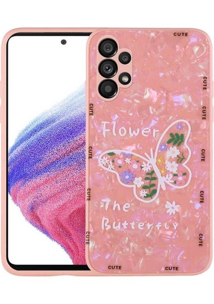 Samsung Galaxy A13 4g Uyumlu Kılıf Desenli Sert Silikon Zore Mumila Kapak, Pink Flower
