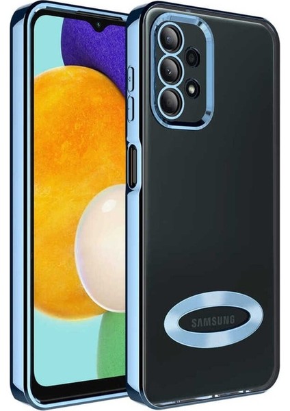 Samsung Galaxy A13 4g Uyumlu Kılıf Kamera Korumalı Logo Gösteren Zore Omega Kapak, Sierra Mavi