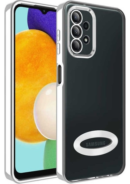 Samsung Galaxy A13 4g Uyumlu Kılıf Kamera Korumalı Logo Gösteren Zore Omega Kapak, Gümüş