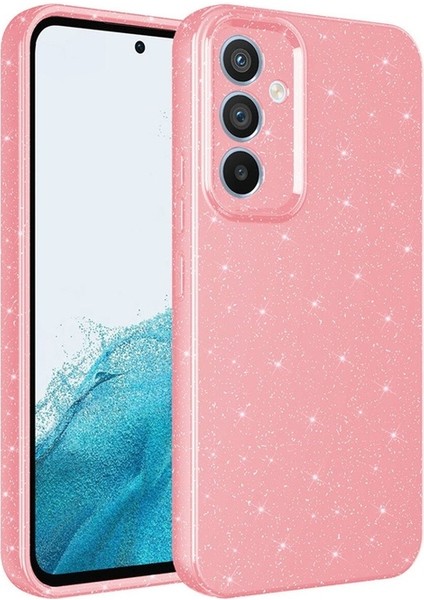 Samsung Galaxy A14 Uyumlu Kılıf Kamera Korumalı Simli Lüks Zore Koton Kapak, Pembe