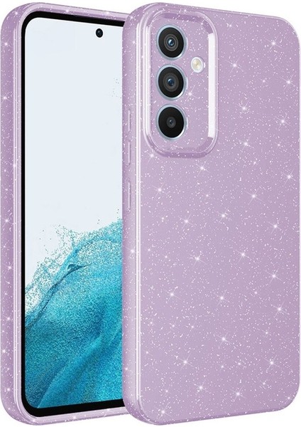 Samsung Galaxy A14 Uyumlu Kılıf Kamera Korumalı Simli Lüks Zore Koton Kapak, Lila