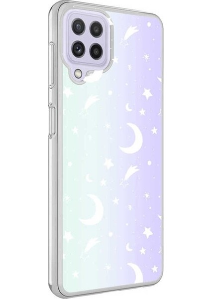 Samsung Galaxy A22 4g Uyumlu Kılıf Zore M-Blue Desenli Kapak, Moon No4