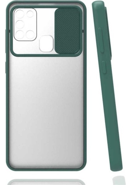 Samsung Galaxy A21S Uyumlu Kılıf Zore Lensi Kapak, Koyu Yeşil