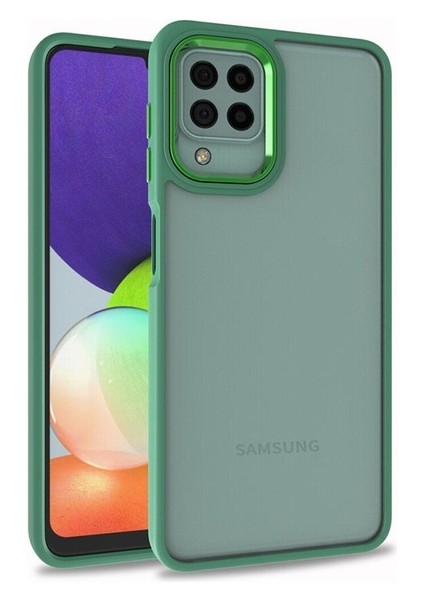 Samsung Galaxy A22 4g Uyumlu Kılıf Zore Flora Kapak, Yeşil