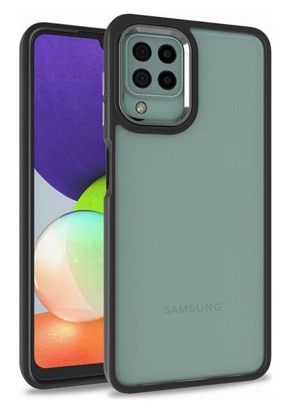 Samsung Galaxy A22 4g Uyumlu Kılıf Zore Flora Kapak, Siyah