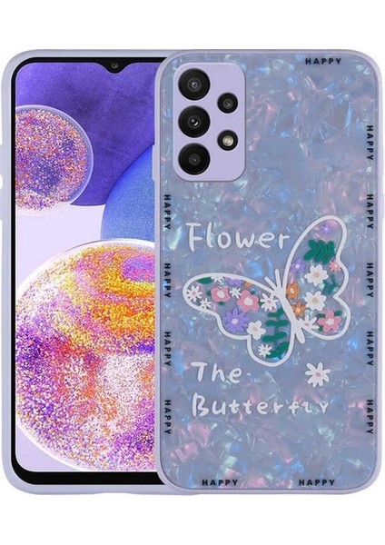 Samsung Galaxy A23 Uyumlu Kılıf Desenli Sert Silikon Zore Mumila Kapak, Lilac Flower