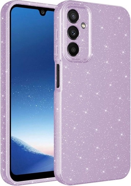 Samsung Galaxy A24 Uyumlu Kılıf Kamera Korumalı Simli Lüks Zore Koton Kapak, Lila