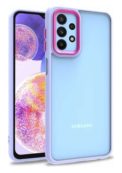 Samsung Galaxy A23 Uyumlu Kılıf Zore Flora Kapak, Lila