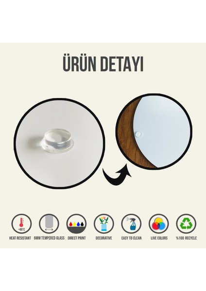 Kanallı Cam Kesme Tahtası - Cam Kesme Tablası | Kenarı Ahşap Desenli - Kenarı Oval | 25cm x 35cm | Patentli Ürün