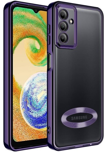Samsung Galaxy A25 Uyumlu Kılıf Kamera Korumalı Logo Gösteren Zore Omega Kapak, Derin Mor