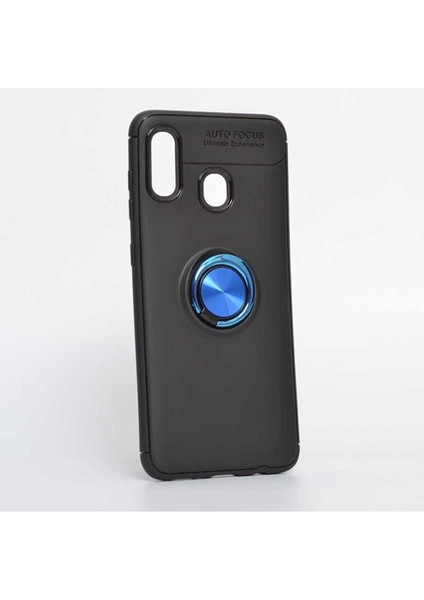 Samsung Galaxy A30 Uyumlu Kılıf Zore Ravel Silikon Kapak, Siyah-Mavi