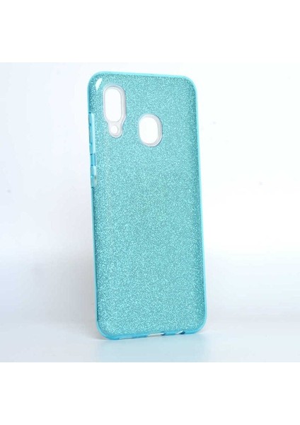 Samsung Galaxy A30 Uyumlu Kılıf Zore Shining Silikon, Mavi
