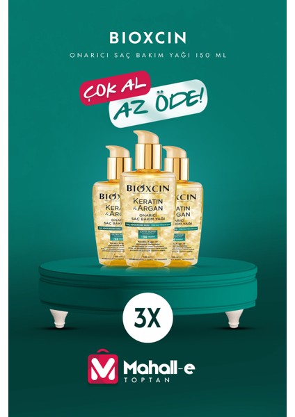 Keratin Argan Besleyici Onarıcı Saç Bakım Yağı 150 ml - Yıpranmış ve Hassas Saçlar 3'lü