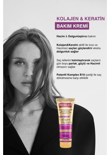 Saç Dökülmesine Karşı Bakım Kremi 250ML Collagen&keratin 2'li Paket indirimleri