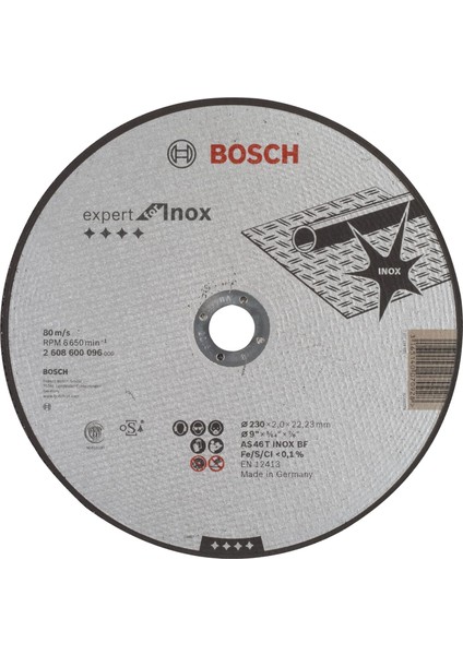 Professional 2608600096 Schleifzubehoer Kesme Diski 230 x 2 mm Düz Ino x