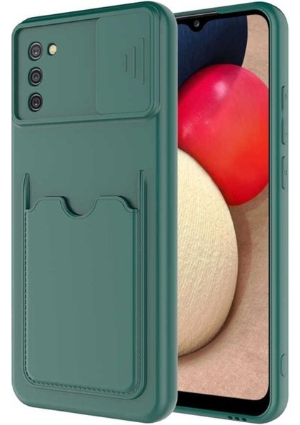 Samsung Galaxy A02S Uyumlu Kılıf Zore Kartix Kapak, Koyu Yeşil