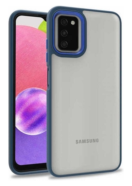 Samsung Galaxy A03S Uyumlu Kılıf Zore Flora Kapak, Mavi