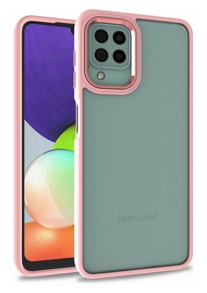 Samsung Galaxy A22 4g Uyumlu Kılıf Zore Flora Kapak, Rose Gold