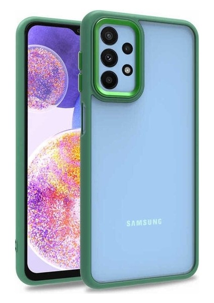 Samsung Galaxy A23 Uyumlu Kılıf Zore Flora Kapak, Yeşil
