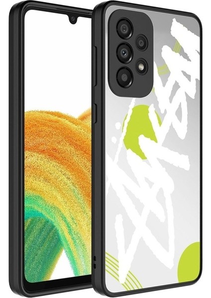 Samsung Galaxy A33 5g Uyumlu Kılıf Aynalı Desenli Kamera Korumalı Parlak Zore Mirror Kapak, Yazı