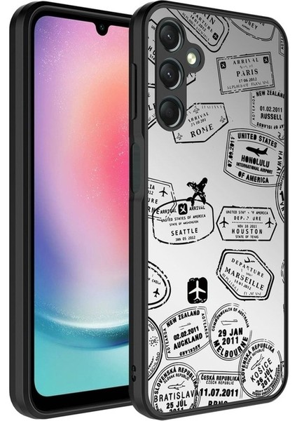 Samsung Galaxy A34 Uyumlu Kılıf Aynalı Desenli Kamera Korumalı Parlak Zore Mirror Kapak, Seyahat