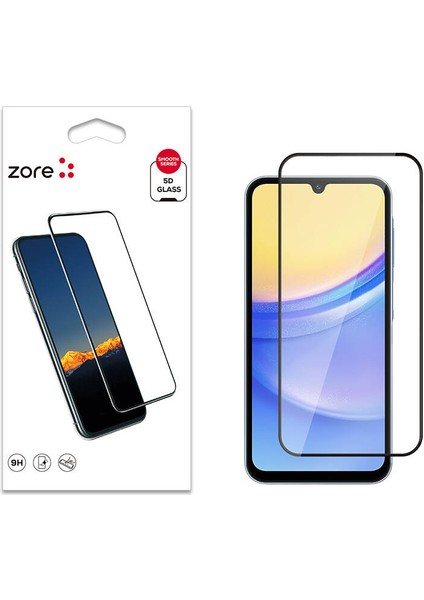 Samsung Galaxy A15 Uyumlu Zore Kenarları Kırılmaya Dayanıklı Cam Ekran Koruyucu