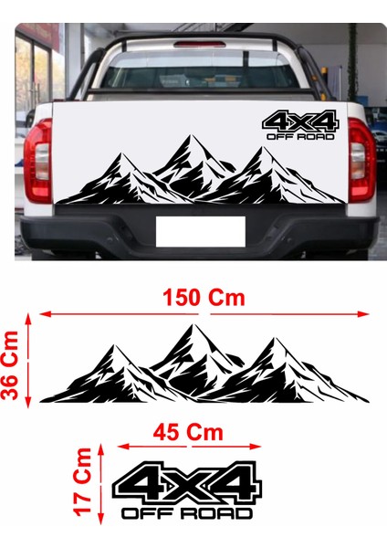 Off Road 4x4 Dağ Araba Oto Kamyonet Arka Bagaj Oto Sticker 2 Parça 00124