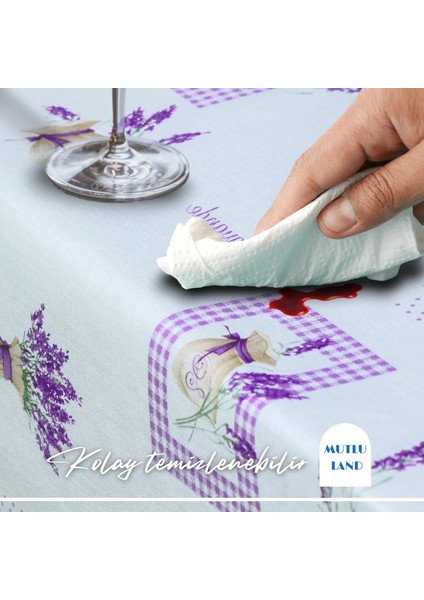 Lavanta Buketi Pvc Masa Örtüsü Kenar Dantel Beyaz - Mor fırsatları