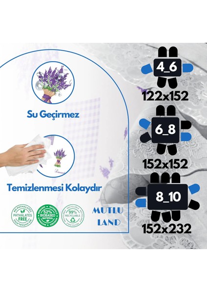 Lavanta Buketi Pvc Masa Örtüsü Kenar Dantel Beyaz - Mor indirimleri