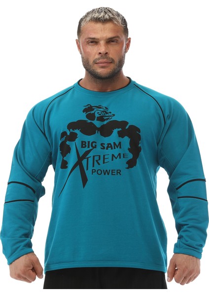 Mavi Kışlık Pamuklu Sweatshirt Big Sam 4670
