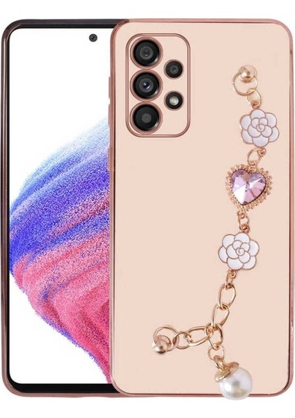 Samsung Galaxy A52 Uyumlu Kılıf El Tutamaçlı Kamera Korumalı Zore Taka Silikon Kapak, Pembe