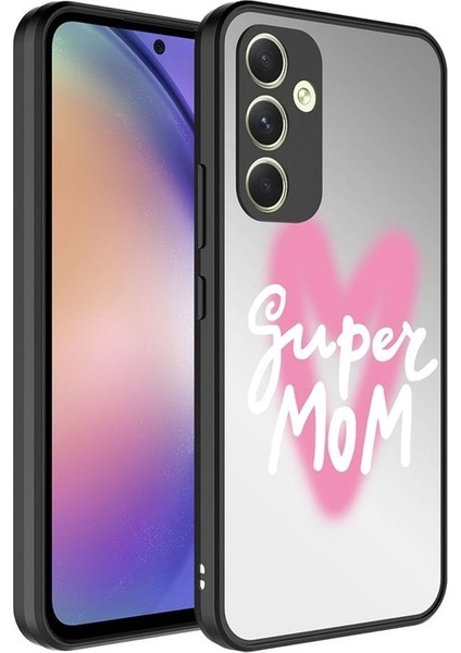 Samsung Galaxy A34 Uyumlu Kılıf Aynalı Desenli Kamera Korumalı Parlak Zore Mirror Kapak, Süper Anne
