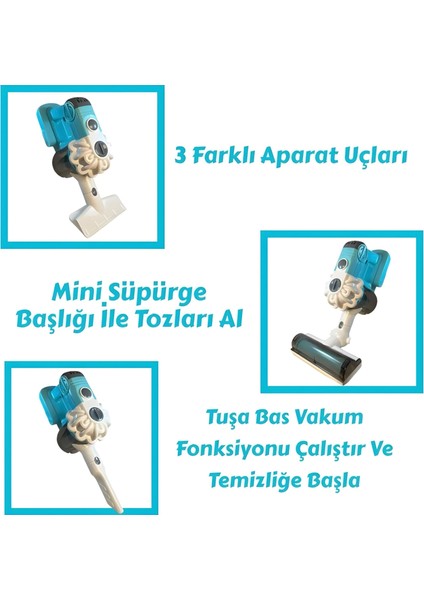 Oyuncak Pilli Dikey Süpürge ve Aparat Seti - Dikey Süpürge ve Aksesuar Set