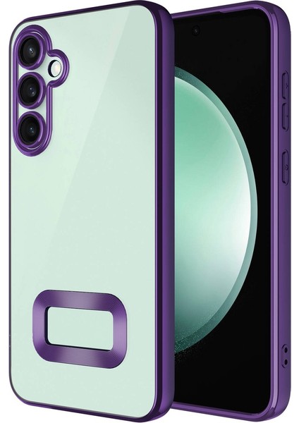 Samsung Galaxy A55 Uyumlu Kılıf Kamera Korumalı Logo Gösteren Zore Omega Kapak, Derin Mor