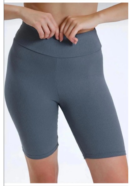 Yüksek Bel Örme Fitilli Biker Toparlayıcı Spor Tayt modelleri