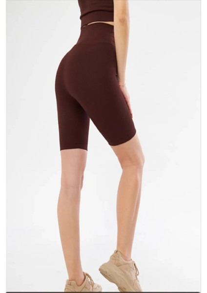 Yüksek Bel Örme Fitilli Biker Toparlayıcı Spor Tayt fiyatları