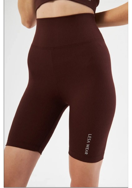 Yüksek Bel Örme Fitilli Biker Toparlayıcı Spor Tayt modelleri