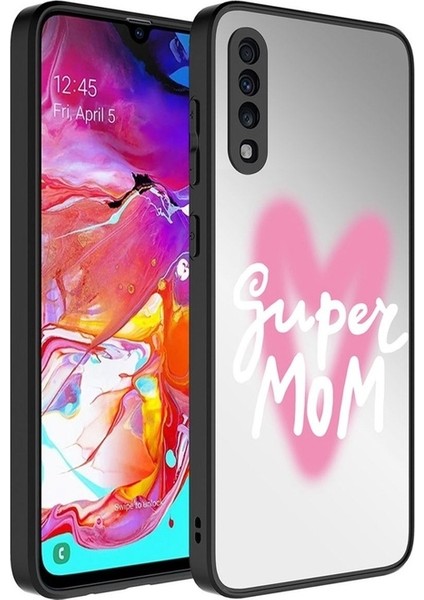 Samsung Galaxy A70 Uyumlu Kılıf Aynalı Desenli Kamera Korumalı Parlak Zore Mirror Kapak, Süper Anne