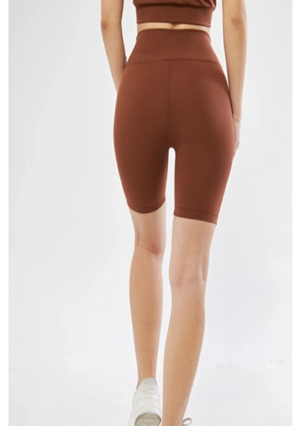 Yüksek Bel Örme Fitilli Biker Toparlayıcı Spor Tayt modelleri