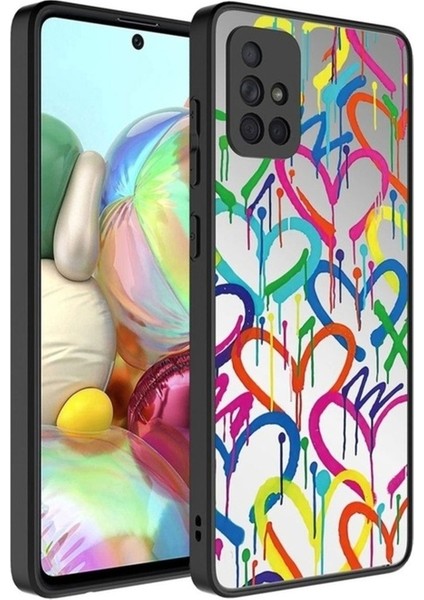 Samsung Galaxy A71 Uyumlu Kılıf Aynalı Desenli Kamera Korumalı Parlak Zore Mirror Kapak, Kalp