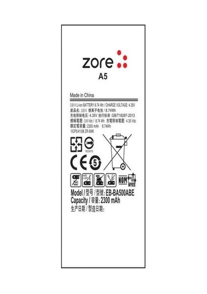 Samsung Galaxy A5 Uyumlu Zore Tam Orjinal Batarya
