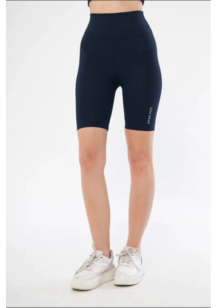 Yüksek Bel Örme Fitilli Biker Toparlayıcı Spor Tayt