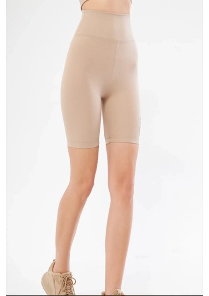 Yüksek Bel Örme Fitilli Biker Toparlayıcı Spor Tayt fiyatları