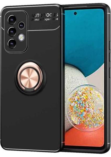 Samsung Galaxy A73 Uyumlu Kılıf Ravel Silikon Kapak, Siyah-Rose Gold