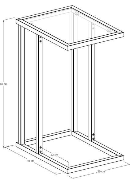 Durusilya Mobilya Camlı C Ayak Sehpa Zigon Sehpa Yan Sehpa
