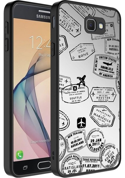 Samsung Galaxy J7 Prime Uyumlu Kılıf Aynalı Desenli Kamera Korumalı Parlak Mirror Kapak, Seyahat